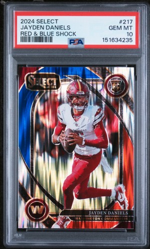 2024 Panini Select Jayden Daniels Red & Blue Shock PSA 10