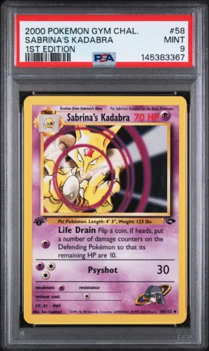 2000 Pokemon Gym Challenge Sabrina's Kadabra 1st Edition PSA 9 #58