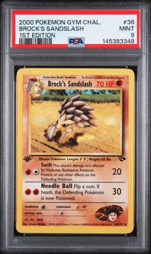2000 Pokemon Gym Challenge Brock's Sandslash 1st Edition #36 PSA 9