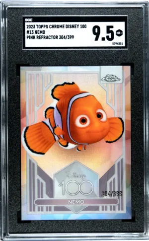 2023 TOPPS CHROME DISNEY 100 NEMO PINK REFRACTOR 304/399 #13 SGC 9.5