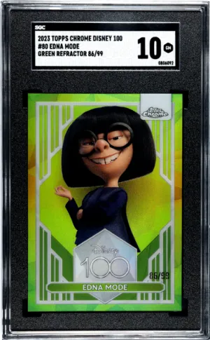 2023 TOPPS CHROME DISNEY 100 EDNA MODE GREEN REFRACTOR 86/99 #80 SGC 10
