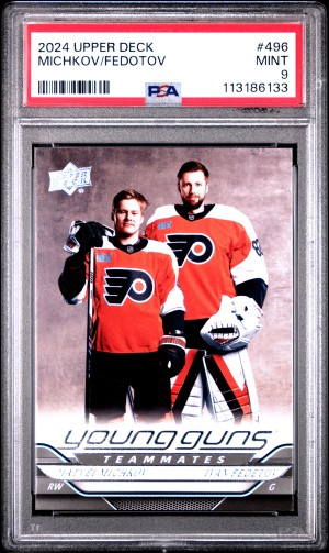 2024 Upper Deck Matvei Michkov Ivan Fedotov Young Guns Teammates PSA 9