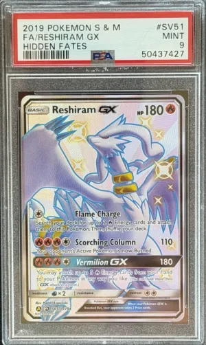2019 Pokemon Sun & Moon Hidden Fates Fa/reshiram Gx Hidden Fates PSA 9 #SV51