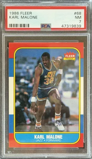 1986 Fleer Karl Malone RC PSA 7 #68