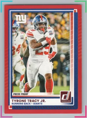 Tyrone Tracy Jr. 2025 Donruss Press Proofs Red Giants