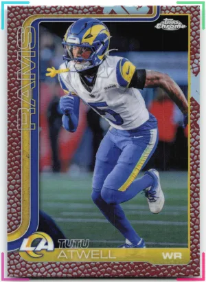 Tutu Atwell 2025 Topps Chrome Football Leather Refractor Rams