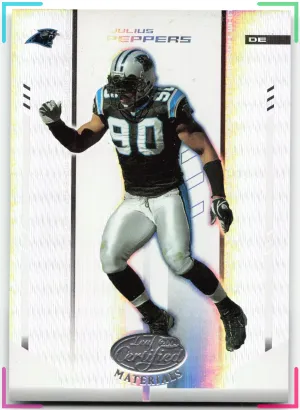 Julius Peppers 2004 Leaf Certified Materials Mirror White #/150 Panthers