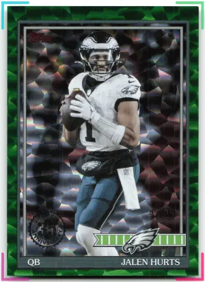 Jalen Hurts 2026 Topps Flagship 1991 35th Anniversary Green Crackle #/99 Eagles
