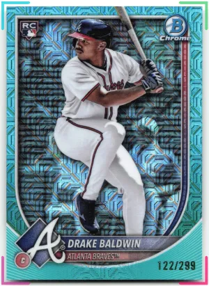 Drake Baldwin RC 2025 Bowman Chrome Aqua Mojo #/299 Braves