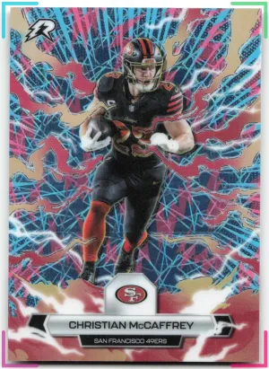 Christian McCaffrey 2025 Topps Resurgence Sky Blue & Pink Shock Refractor 49ers