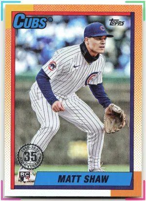 Matt Shaw RC 2025 Topps Update 1990 Topps Baseball 35th Anniversary Cubs