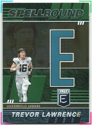 Trevor Lawrence 2022 Donruss Elite Spellbound Green Letter E Jaguars