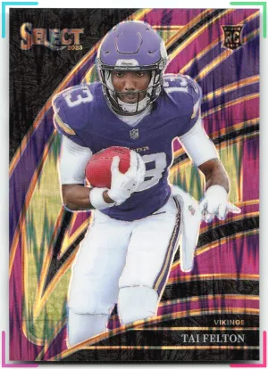 Tai Felton 2025 Panini Select Purple Prizm Shock #/699 Vikings