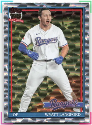 Wyatt Langford 2026 Topps 1991 35th Anniversary Crackle Foil Rangers