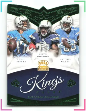 Philip Rivers Antonio Gates Gordon 2015 Crown Royale King's Court Die Cut Green