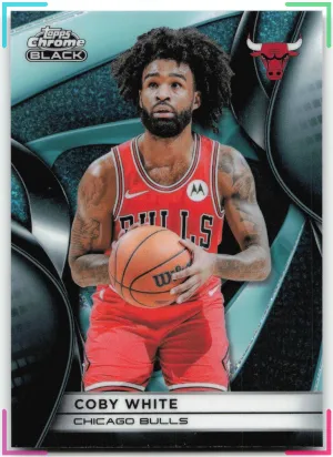 Coby White 2025-26 Topps Chrome Black Teal Glitter Bulls