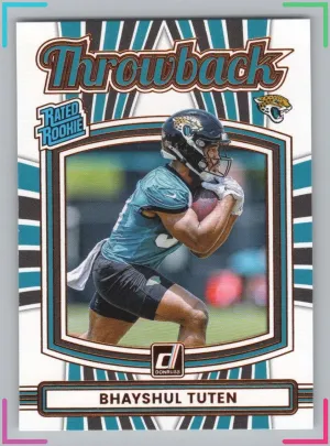 Bhayshul Tuten 2025 Donruss Rated Rookies Throwback Jaguars
