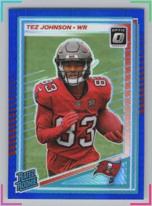 Tez Johnson RC 2025 Donruss Optic Blue Hyper Buccaneers