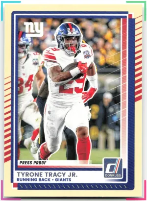 Tyrone Tracy Jr. 2025 Donruss Press Proofs Yellow Giants
