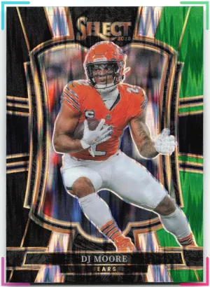 DJ Moore 2025 Panini Select Black and Green Prizm Shock Bears