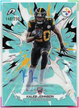Kaleb Johnson 2025 Topps Resurgence Signatures Aqua Surge Auto #/250 Steelers