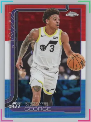 Keyonte George 2025-26 Topps Chrome Red White and Blue Refractor Jazz