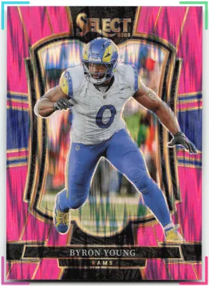 Byron Young 2025 Panini Select Pink Prizm Shock Rams