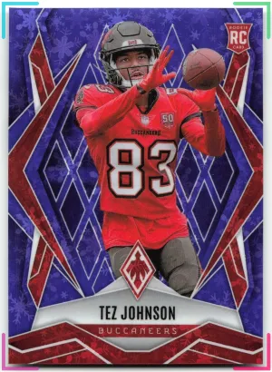 Tez Johnson RC 2025 Panini Phoenix Purple Winter Prizm #/249 Buccaneers