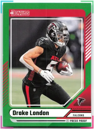 Drake London 2024 Donruss Press Proof Green Falcons