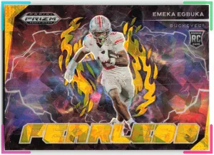 Emeka Egbuka 2025 Panini Prizm Draft Picks Fearless Gold Ice Buckeyes