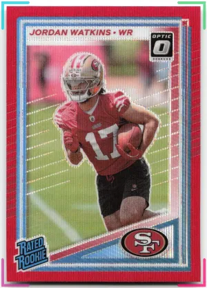 Jordan Watkins Rookie 2025 Donruss Optic Rated Rookies Preview Red Wave 49ers