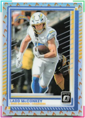 Ladd McConkey 2025 Donruss Optic Fire Emoji Los Angeles Chargers