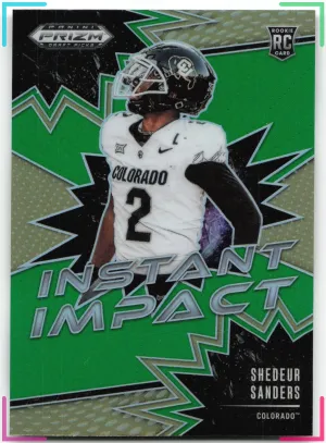 Shedeur Sanders RC 2025 Panini Prizm Draft Picks Instant Impact Green Buffaloes