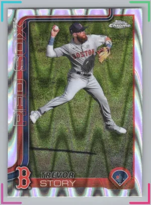 Trevor Story 2025 Topps Chrome Raywave Refractor Red Sox