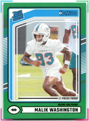 Malik Washington RC 2024 Donruss Press Proof Green Dolphins
