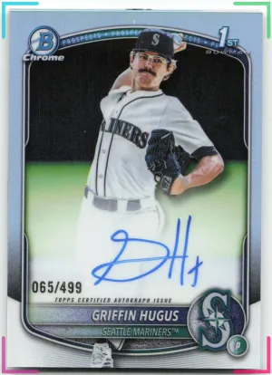Griffin Hugus 2025 Bowman Draft Chrome Prospect Autographs Refractor #/499