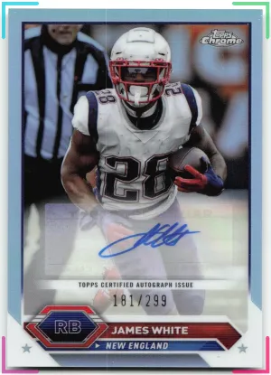 James White 2023 Topps Chrome Autographs Refractors #/299 Patriots