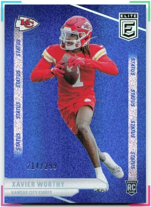 Xavier Worthy RC 2024 Donruss Elite Status Sparkle #/299 Chiefs