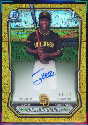 Joniel Hernandez 2026 Bowman Chrome #CPA-JHE 1st Gold Mini Diamond Ref Auto /50