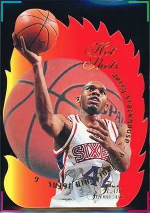Jerry Stackhouse 1996-97 Flair Showcase #16 Hot Shots Die-Cut SSP Insert 76ers