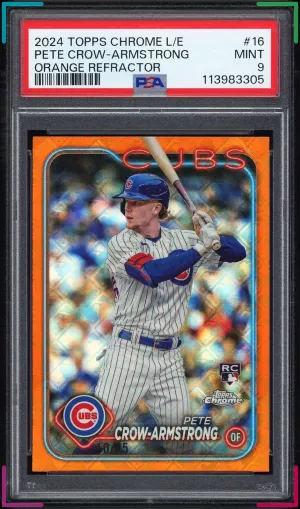 Pete Crow-Armstrong 2024 Topps Chrome Logofractor #16 Orange Rookie /25 PSA 9