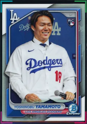 Yoshinobu Yamamoto 2024 Bowman Chrome #73 Image Variation Refractor SP Rookie