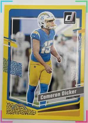 2023 Panini Donruss - Press Proof Yellow #154 Cameron Dicker Chargers