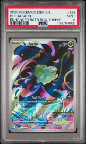 2025 Pokemon Meg En-Mega Evolution Bulbasaur Enhanced Bstr Box Topper PSA 9 #133