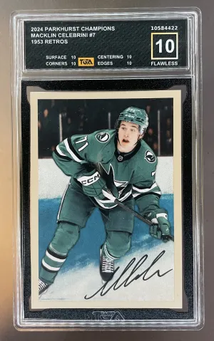 2024 Parkhurst Champions Macklin Celebrini 1953-54 Retros #7 TGA 10 FLAWLESS