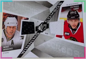 🔥Mike Modano Patrick Kane DUAL JERSEY 2008-09 SPx Winning Combos #WC-MK Stars🔥