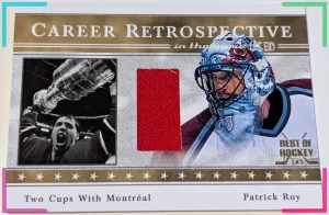 🔥1/1 Patrick Roy Relic #1C CAREER RETROSPECTIVE GOLD 2003-04 ITG Used Signature