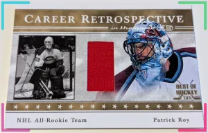 🔥1/1 Patrick Roy Relic #1B CAREER RETROSPECTIVE GOLD 2003-04 ITG Used Signature