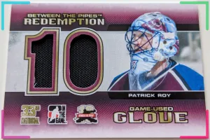 🔥#/10 PATRICK ROY GAME USED GLOVE 2011-12 ITG Between The Pipes BTP 33 National