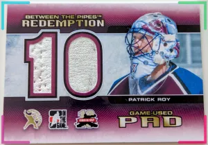 🔥#/10 PATRICK ROY GAME USED PAD 2011-12 ITG Between The Pipes BTP Spring Expo🔥